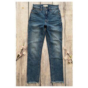 J1-- MADEWELL blue women' cut hem stretch casual perfect vintage jeans 24